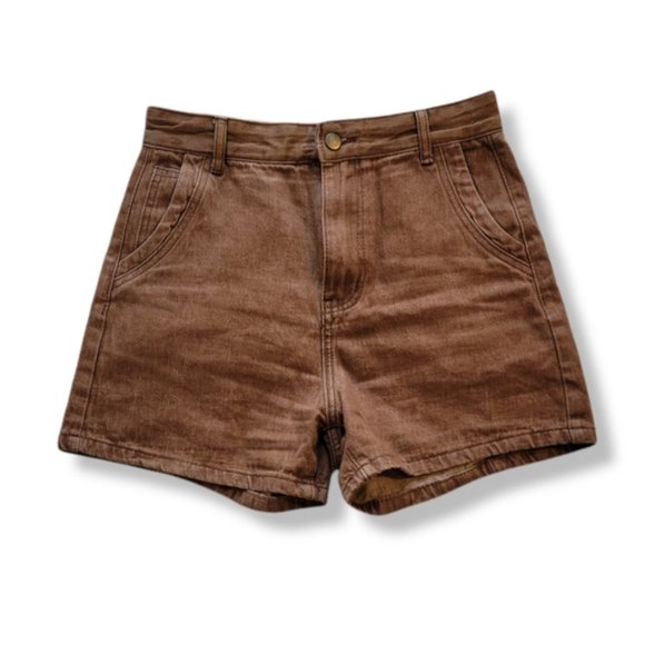 🧡 3/$25 - Brown Boho Style High Waisted Jean Shorts - Picture 1 of 6